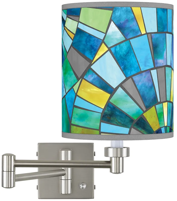 Lagos Mosaic Brushed Nickel Plug-In Swing Arm Wall Lamp