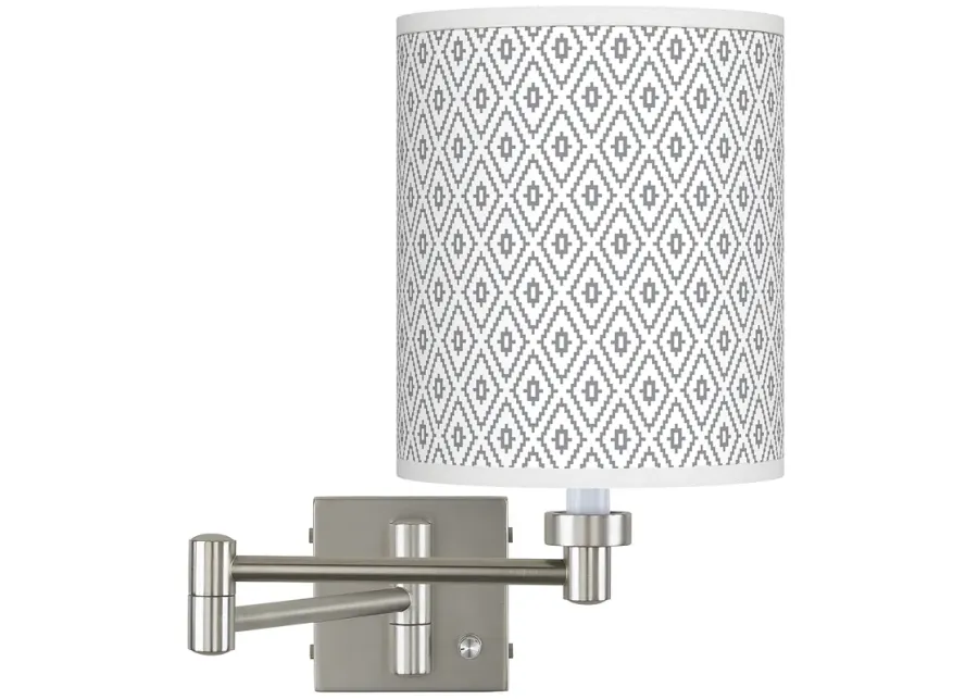 Diamonds Brushed Nickel Swing Arm Wall Lamp