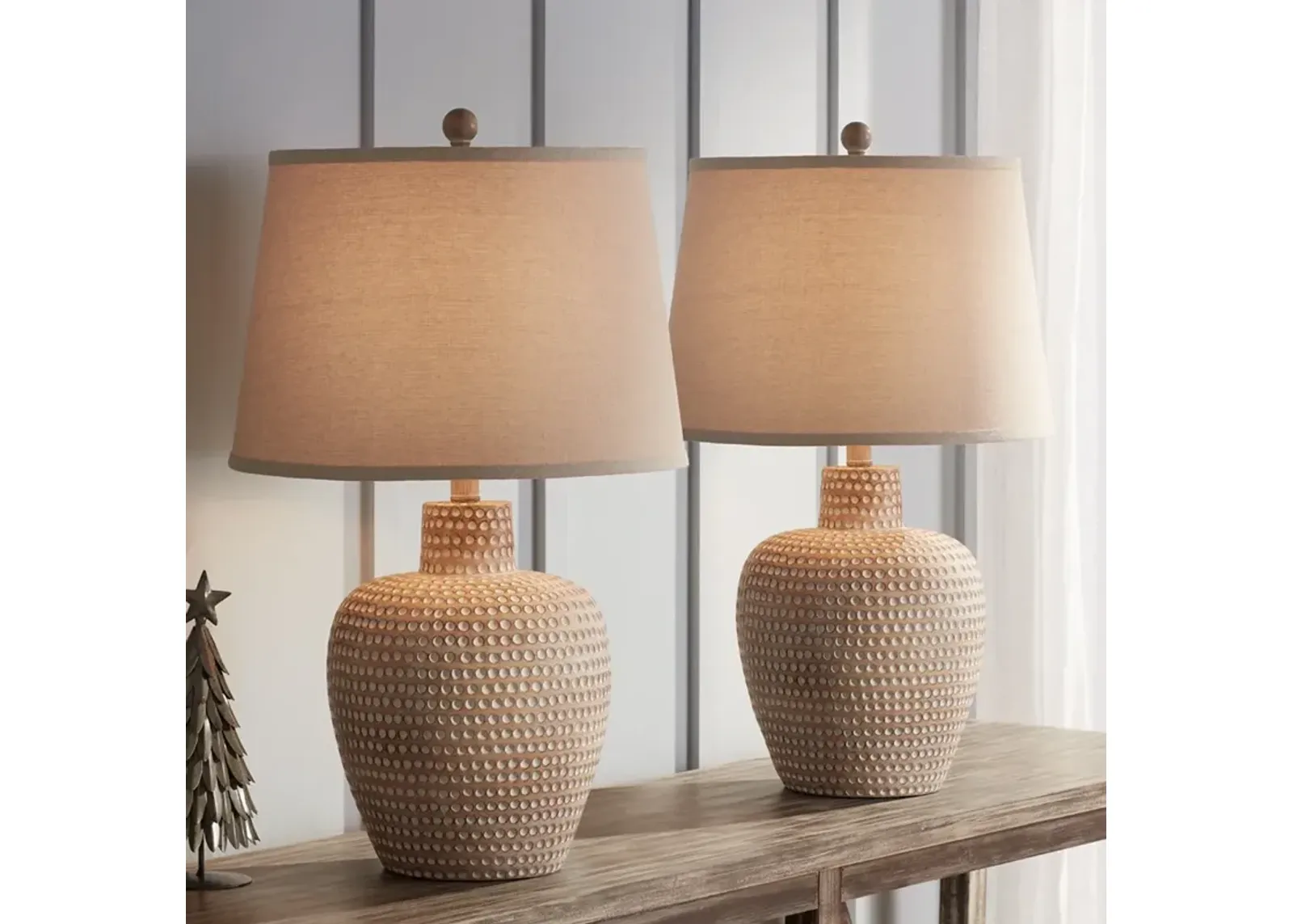 Regency Hill Glenn 27" Dappled Beige Southwest Table Lamps Set of 2