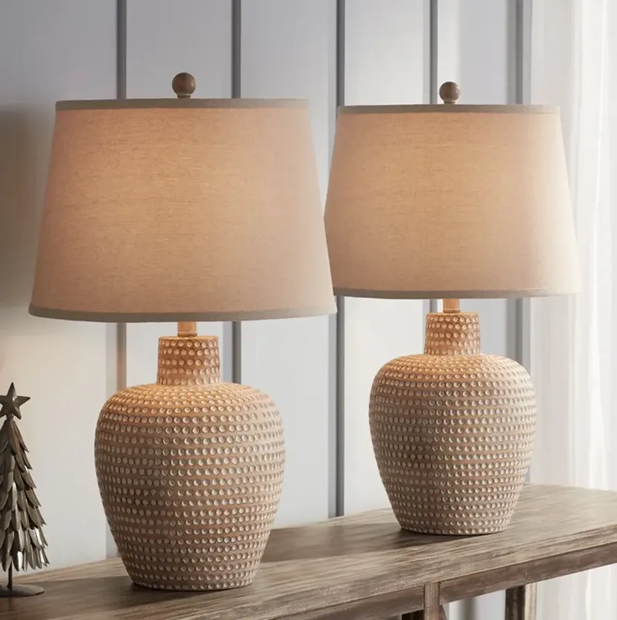 Regency Hill Glenn 27" Dappled Beige Southwest Table Lamps Set of 2