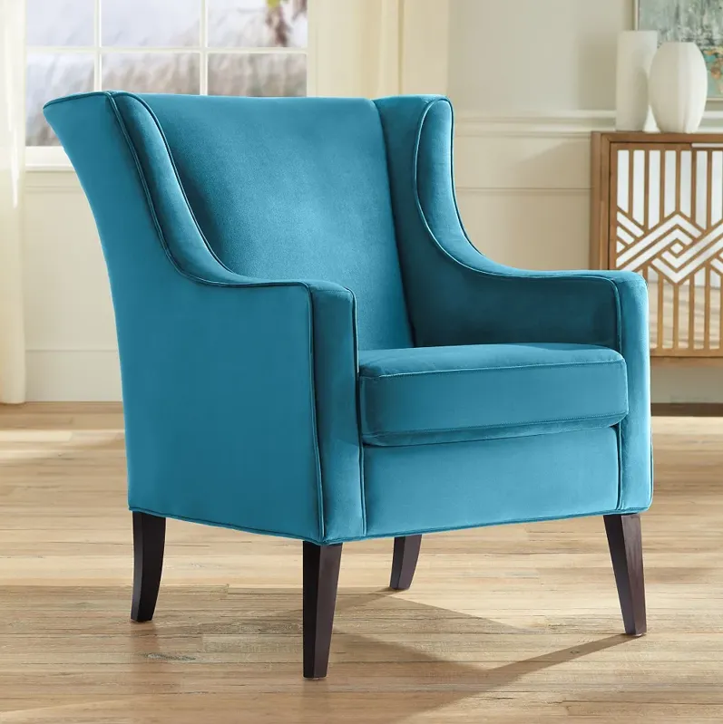 Adelaine Teal Velvet Wingback Armchair