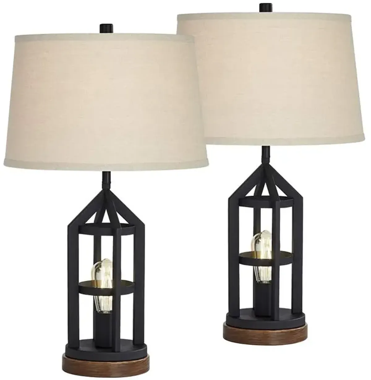 Franklin Iron Works Lucas Dark Bronze USB Night Light Table Lamps Set of 2