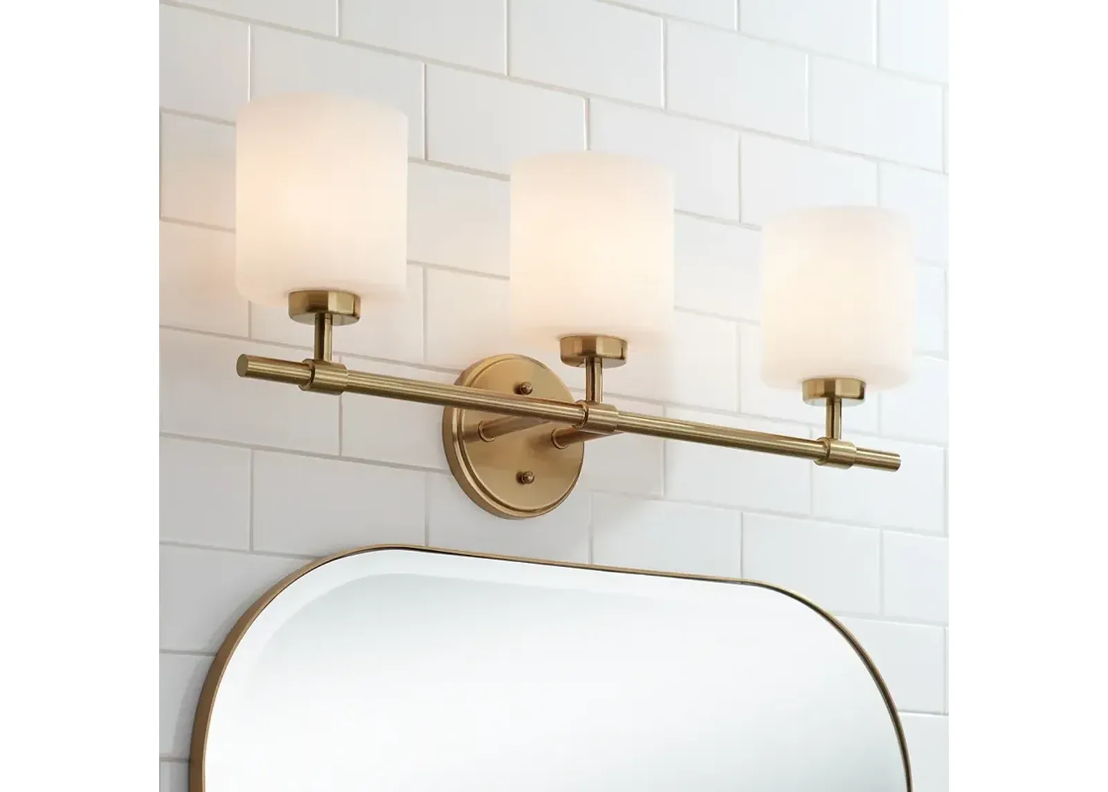 Possini Euro Akari 24" Wide Warm Brass 3-Light Bath Light