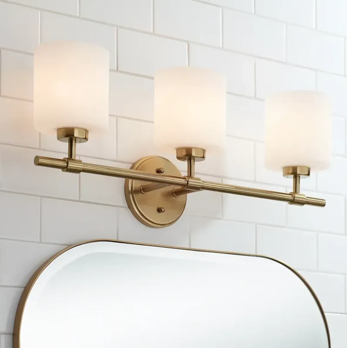 Possini Euro Akari 24" Wide Warm Brass 3-Light Bath Light