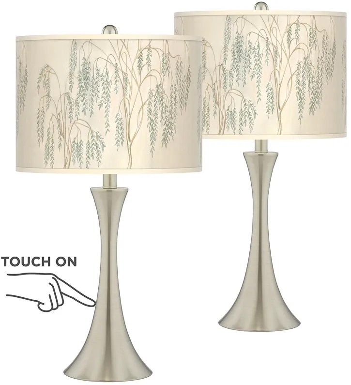 Weeping Willow Trish Brushed Nickel Touch Table Lamps Set of 2