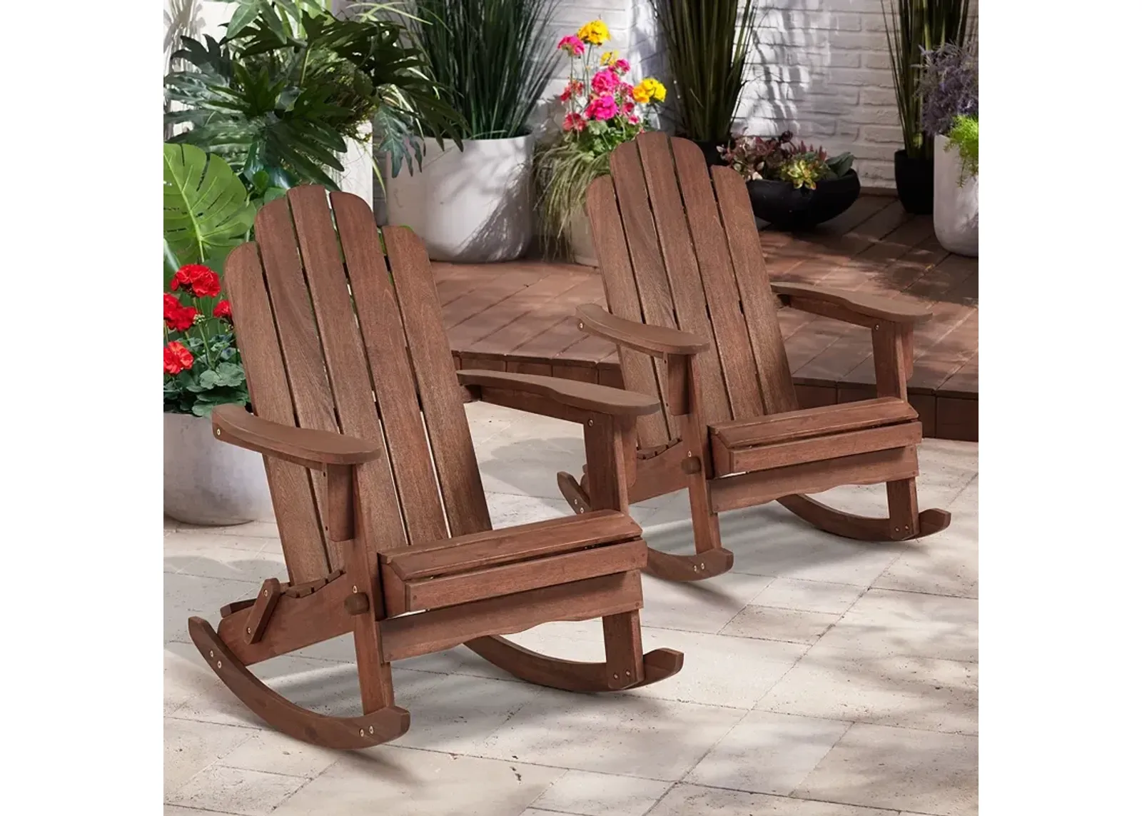 Chandler Dark Natural Adirondack Rocking Chairs Set of 2