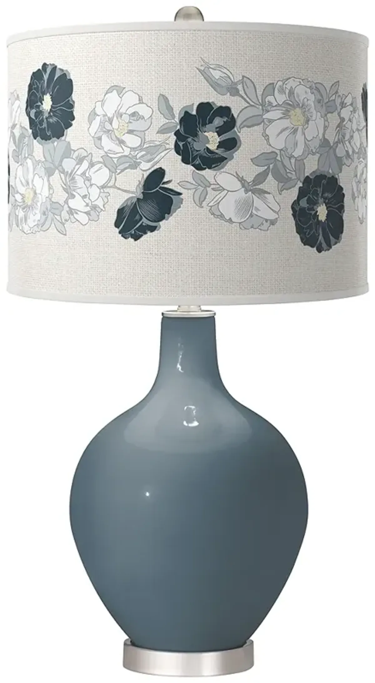 Smoky Blue Rose Bouquet Ovo Table Lamp