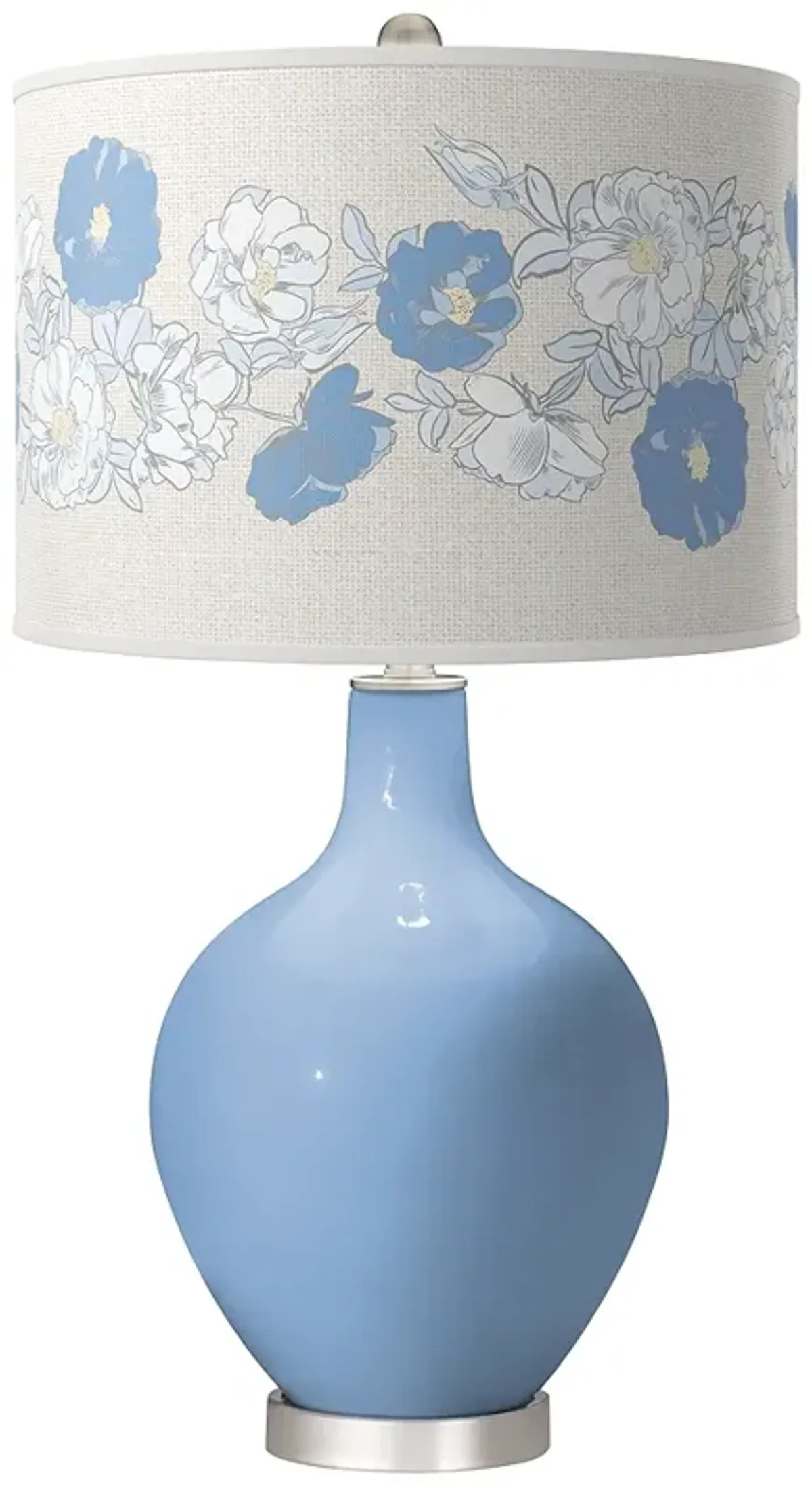 Color Plus Ovo 28 1/2" High Rose Bouquet Shade Placid Blue Table Lamp
