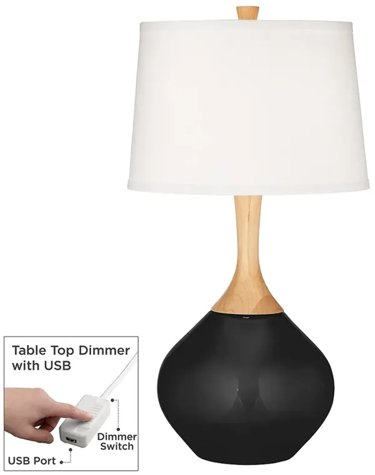 Tricorn Black Wexler Table Lamp with Dimmer