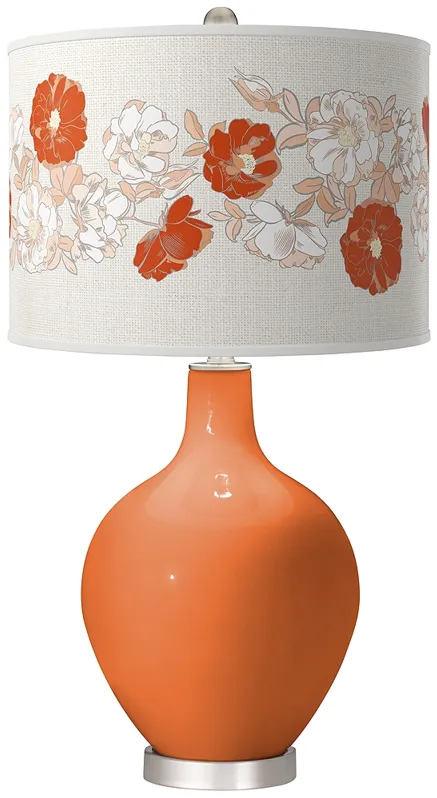 Celosia Orange Rose Bouquet Ovo Table Lamp