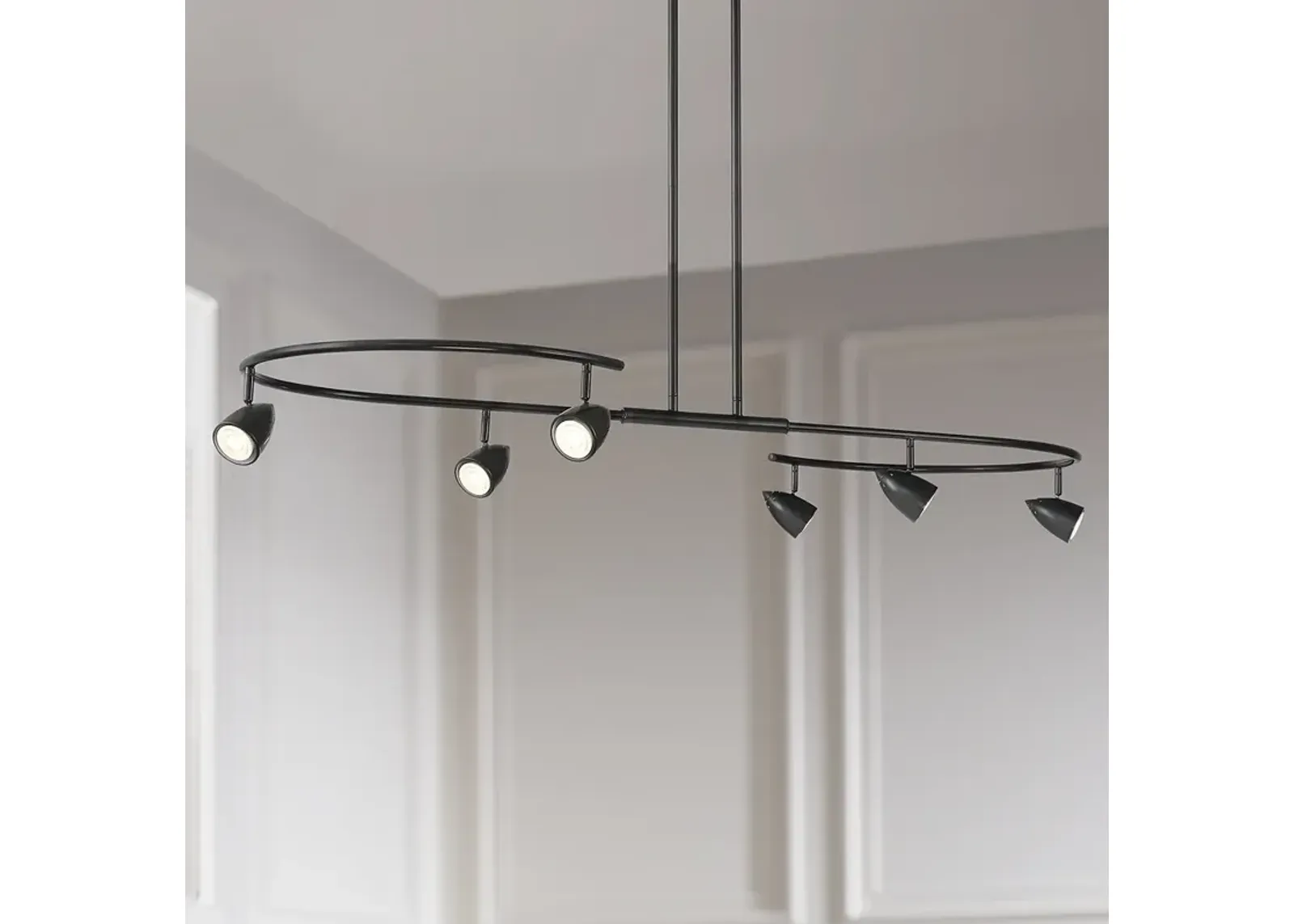 Possini Euro Salazar 66" Wide Black 6-Light S-Frame Island Pendant