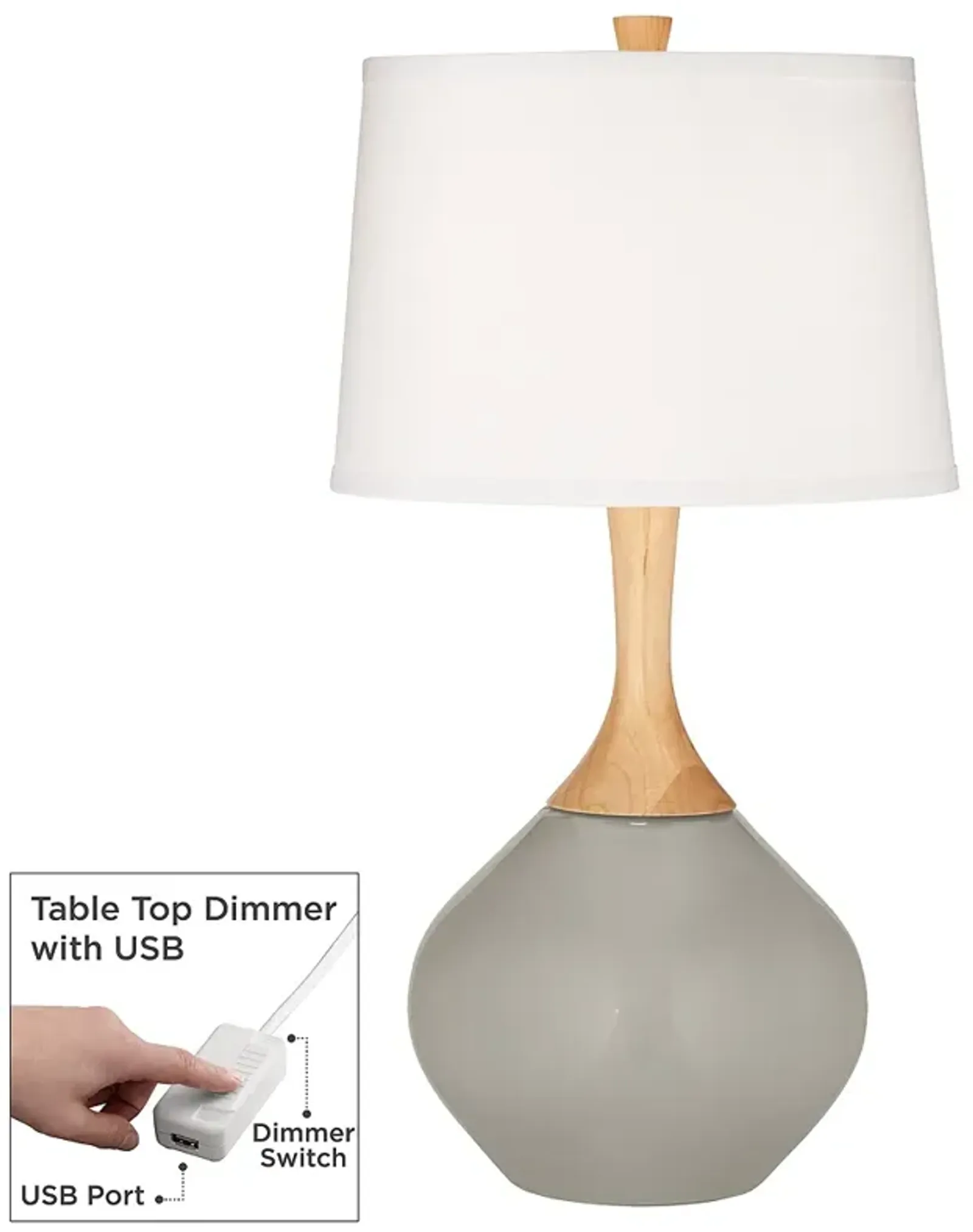 Requisite Gray Wexler Table Lamp with Dimmer