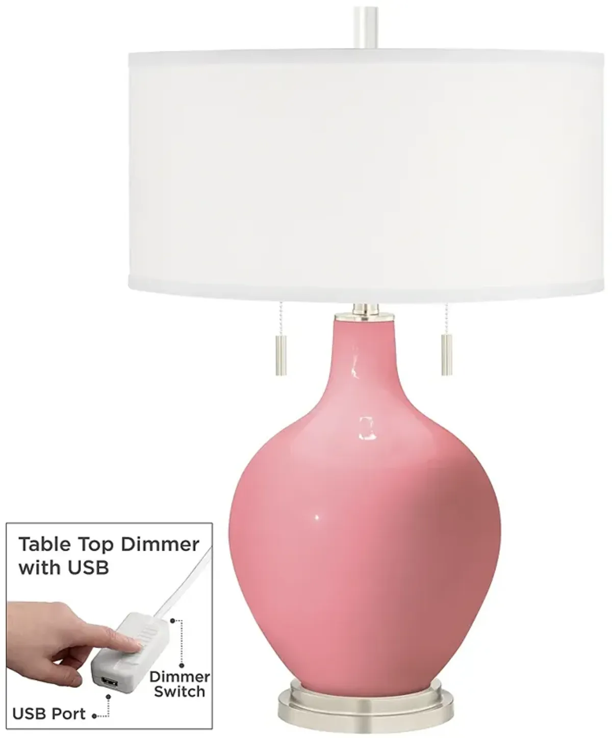 Haute Pink Toby Table Lamp with Dimmer