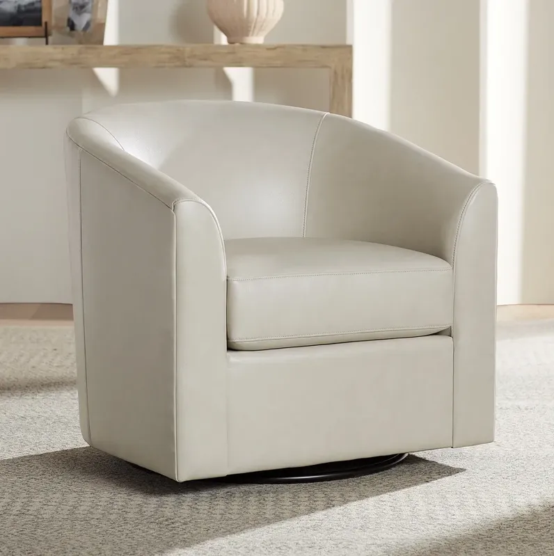 Barrel Cr&#232;me Faux Leather Swivel Chair