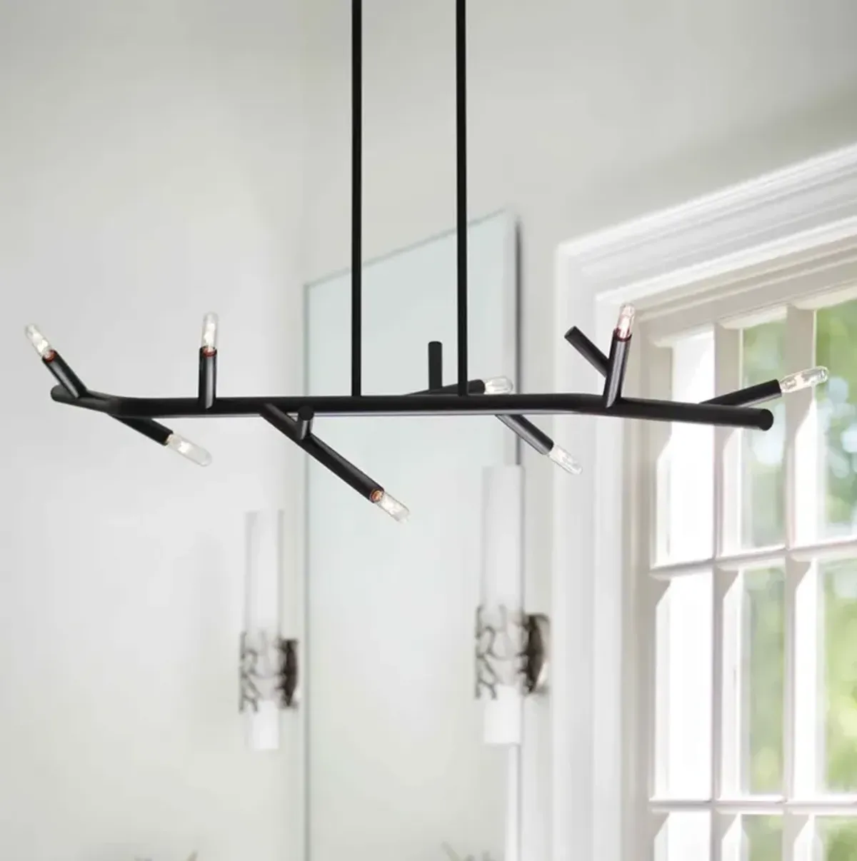 Hinkley Twiggy 38" Wide 8-Light Modern Black Linear Chandelier