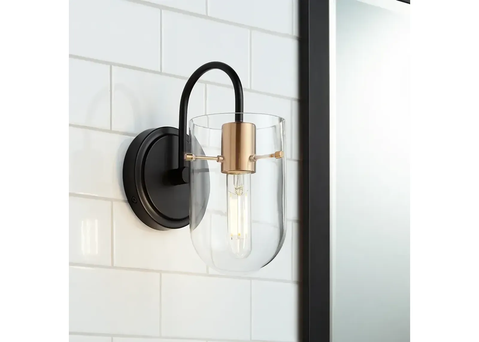 Possini Euro Solomon 9 1/2" High Brass and Black Wall Sconce