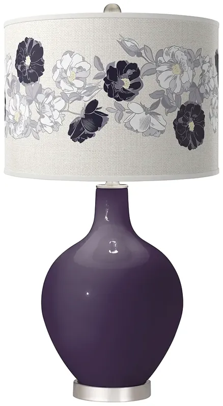 Quixotic Plum Rose Bouquet Ovo Table Lamp