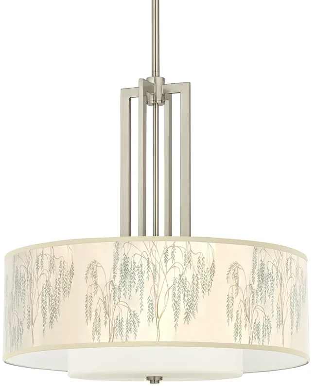 Weeping Willow Carey 24" Brushed Nickel 4-Light Chandelier