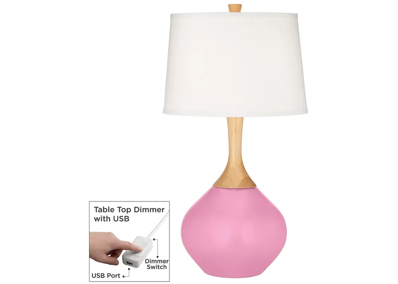 Candy Pink Wexler Table Lamp with Dimmer