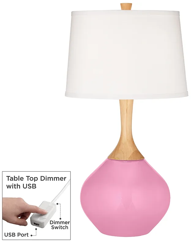 Candy Pink Wexler Table Lamp with Dimmer