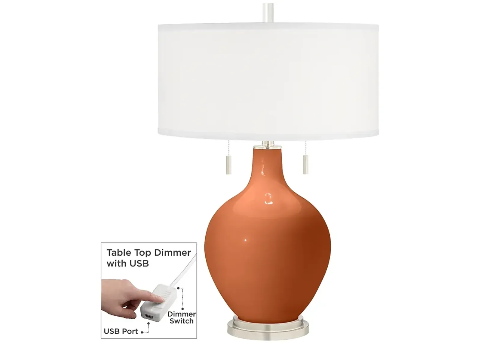 Robust Orange Toby Table Lamp with Dimmer