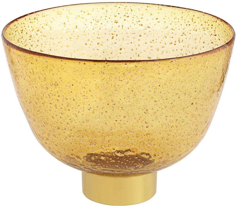 Amber Glass and Glossy Gold 11" Wide Decorative Bowl