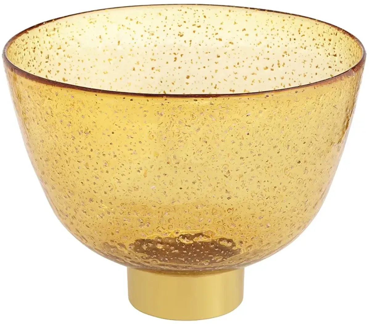 Amber Glass and Glossy Gold 11" Wide Decorative Bowl