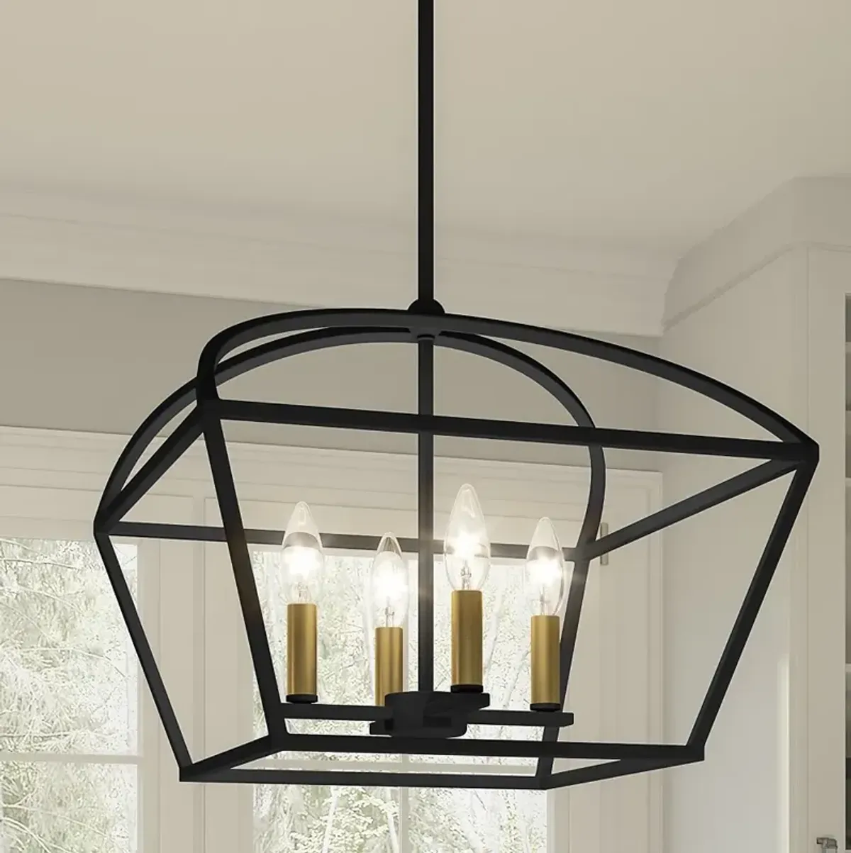 Quoizel Concho Bay 16" Wide Matte Black 4-Light Pendant