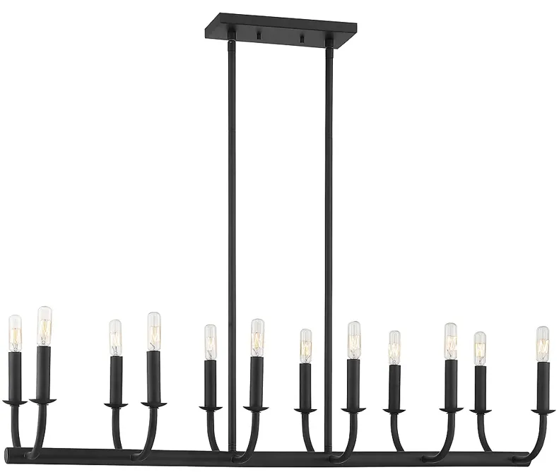 Crystorama Bailey 42" Wide 12-Light Matte Black Linear Chandelier