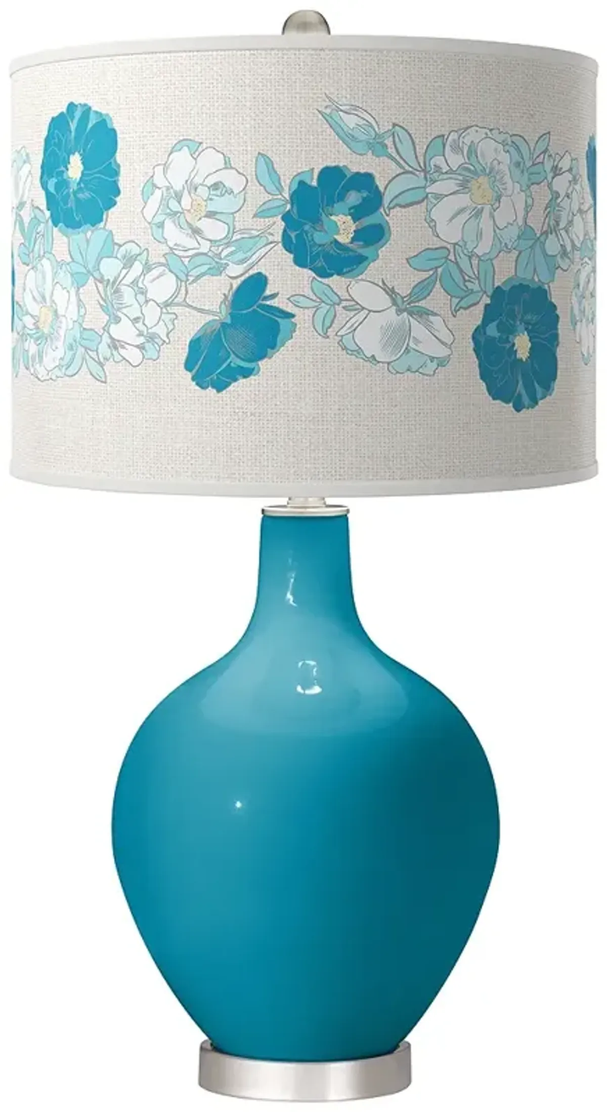Color Plus Ovo 28 1/2" Rose Bouquet Caribbean Sea Blue Table Lamp