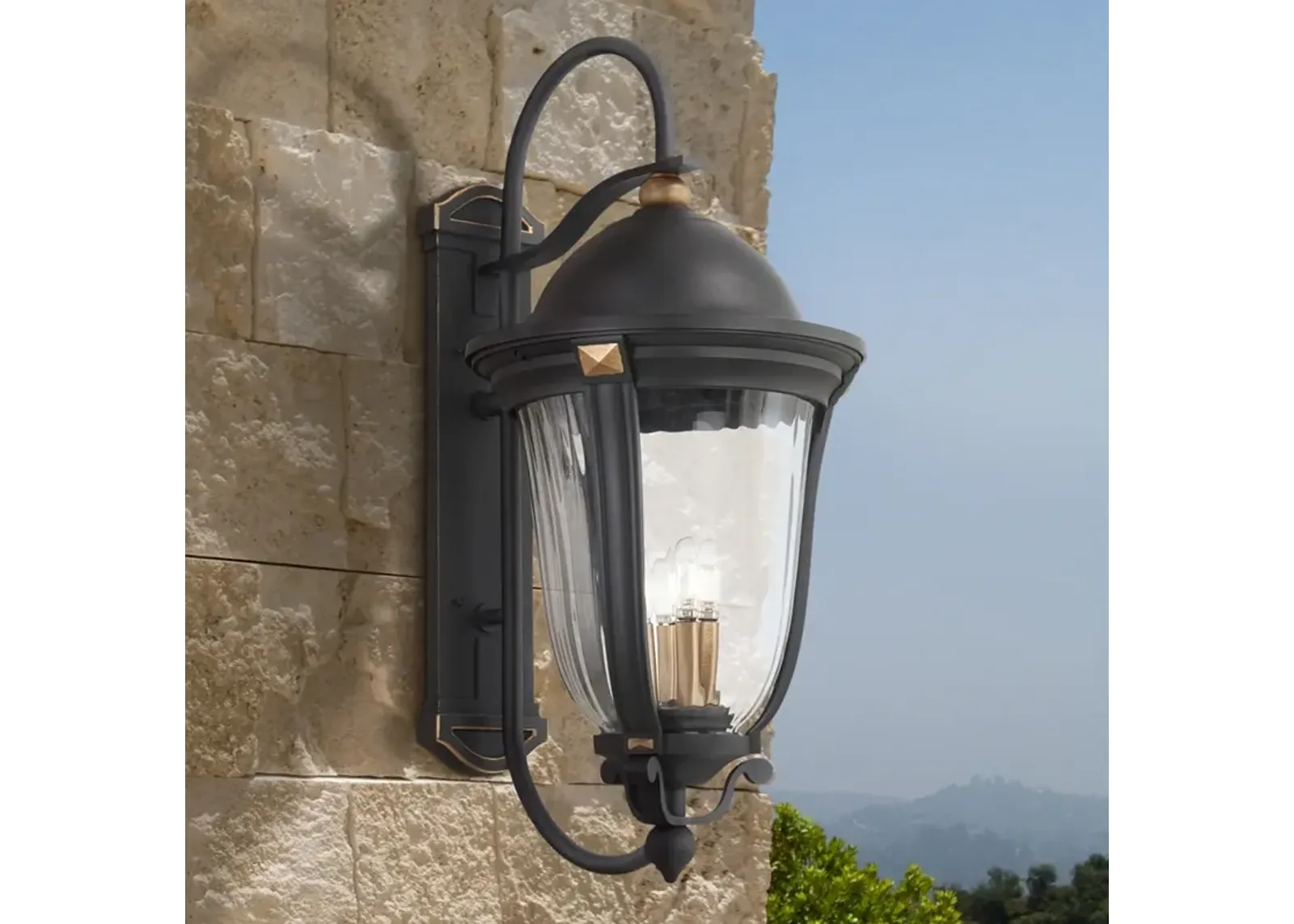 Peale Street 33" H Sand Coal and Vermeil Gold Outdoor Wall Light