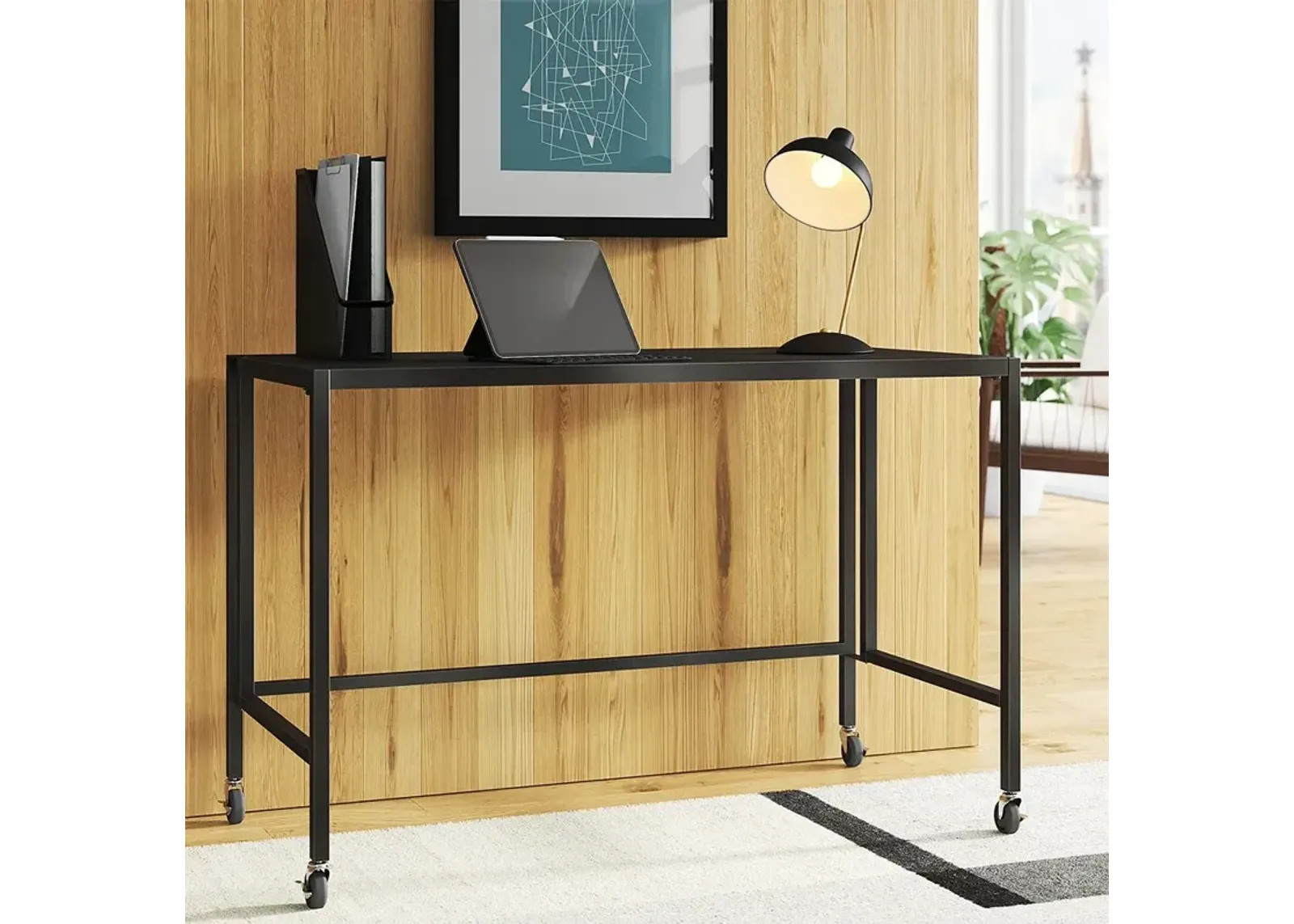 Christel 47 1/4" Wide Black Rectangular Folding Desk