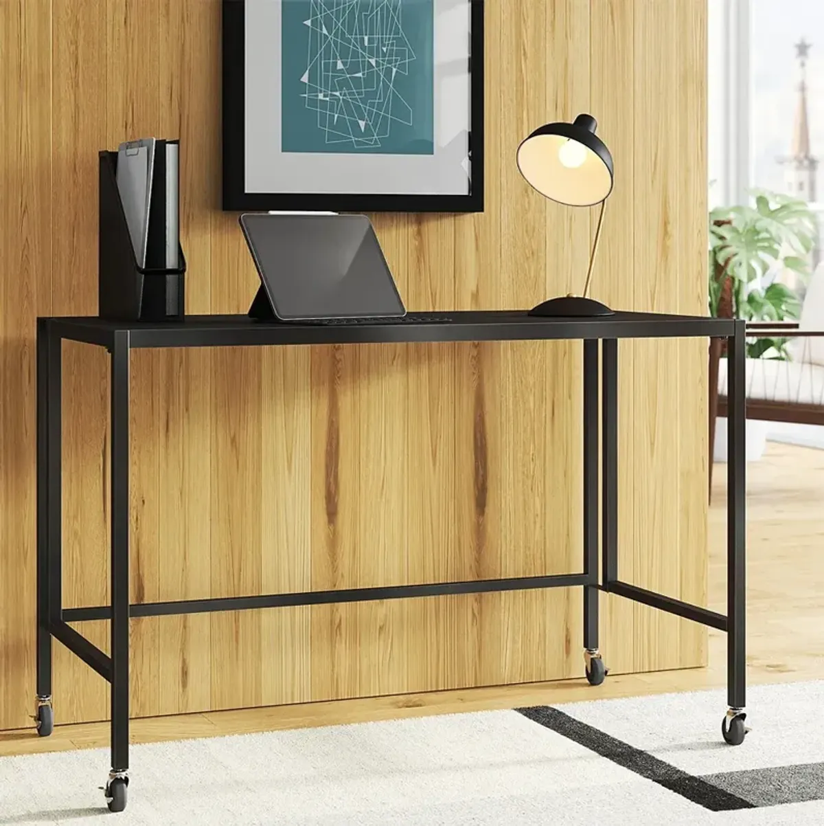 Christel 47 1/4" Wide Black Rectangular Folding Desk