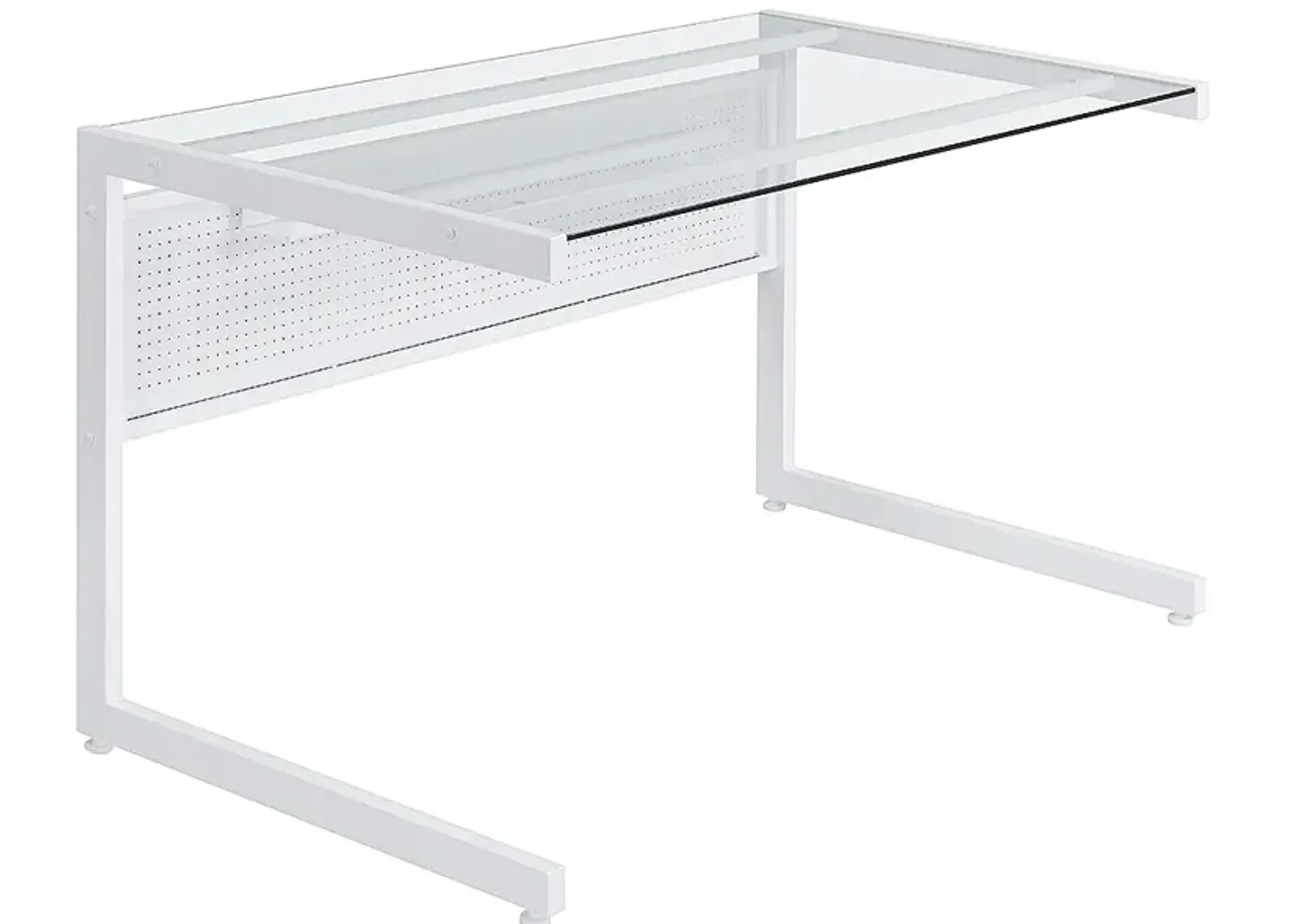 Caesar 49 1/2" Wide White Metal Clear Glass Rectangular Desk