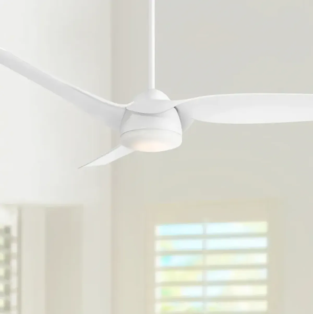 54" Casa Vieja Sierra White Damp LED Ceiling Fan with Remote