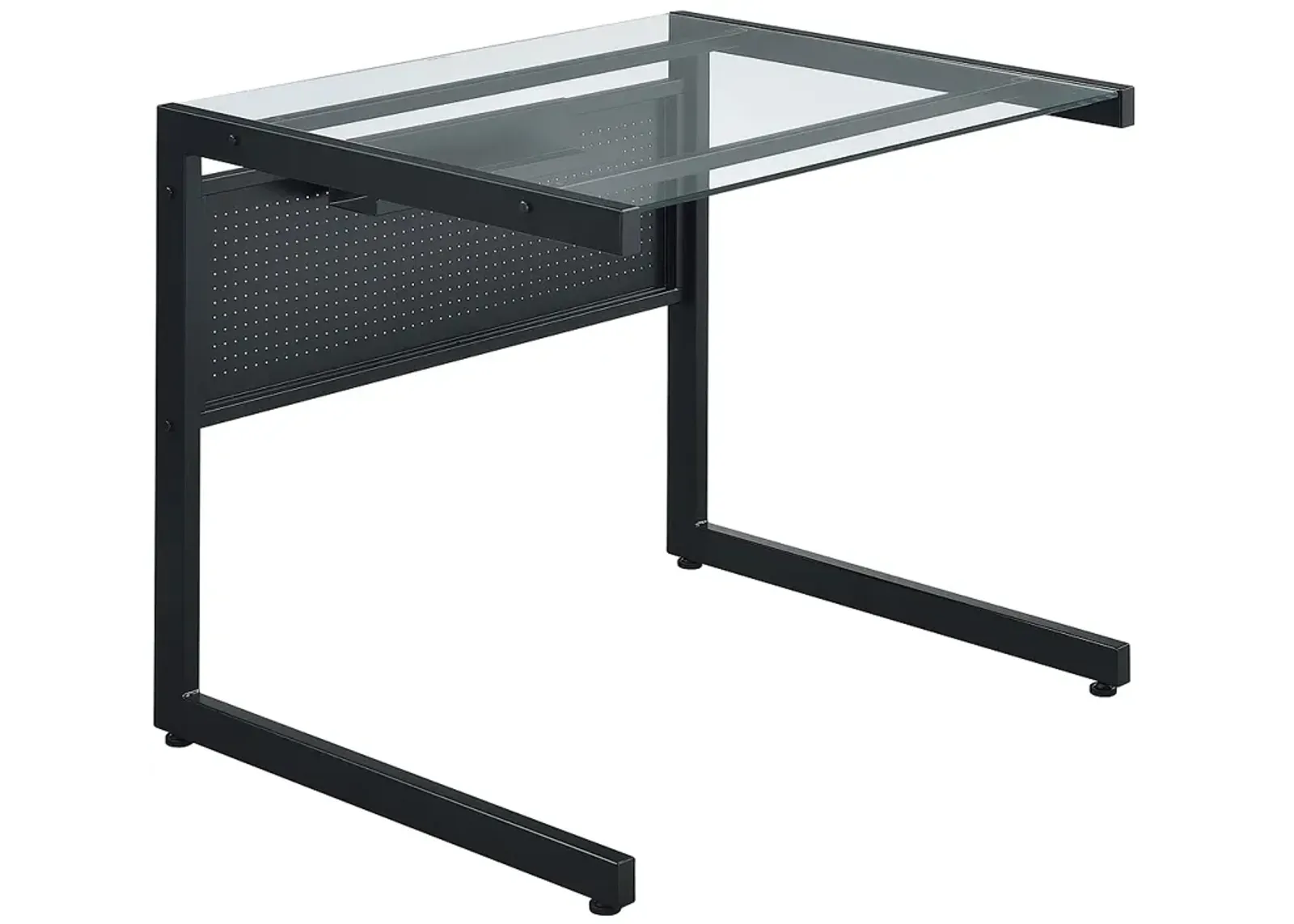 Caesar 33 1/2" Wide Black Metal Clear Glass Rectangular Desk