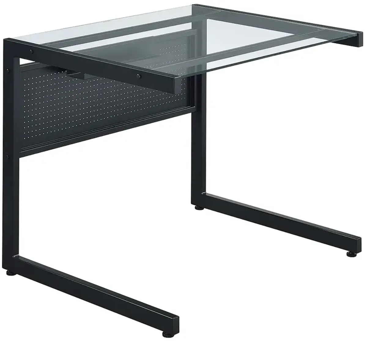 Caesar 33 1/2" Wide Black Metal Clear Glass Rectangular Desk