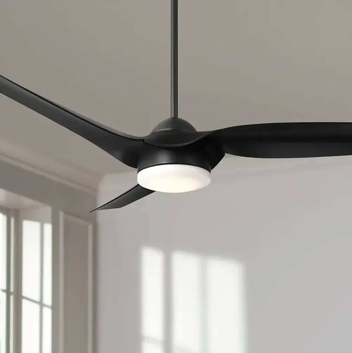 54" Casa Vieja Sierra Matte Black Damp LED Ceiling Fan with Remote