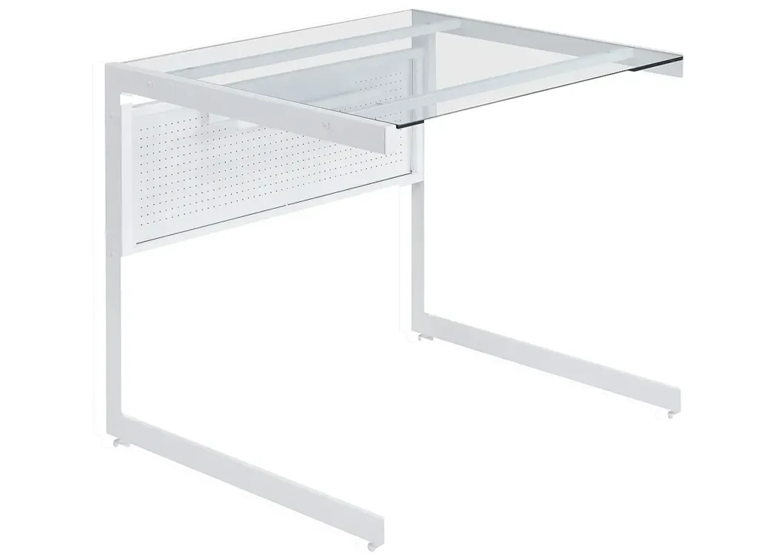 Caesar 33 1/2" Wide White Metal Clear Glass Rectangular Desk