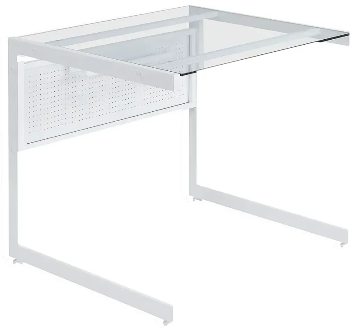 Caesar 33 1/2" Wide White Metal Clear Glass Rectangular Desk