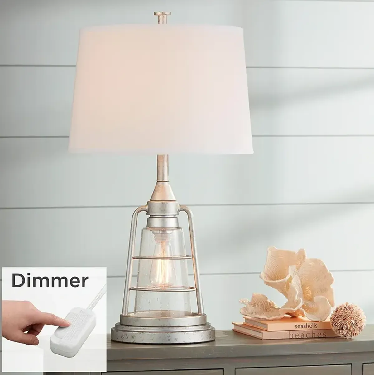 Franklin Iron Works Fisher 28 3/4" Metal Night Light Lamp with Dimmer
