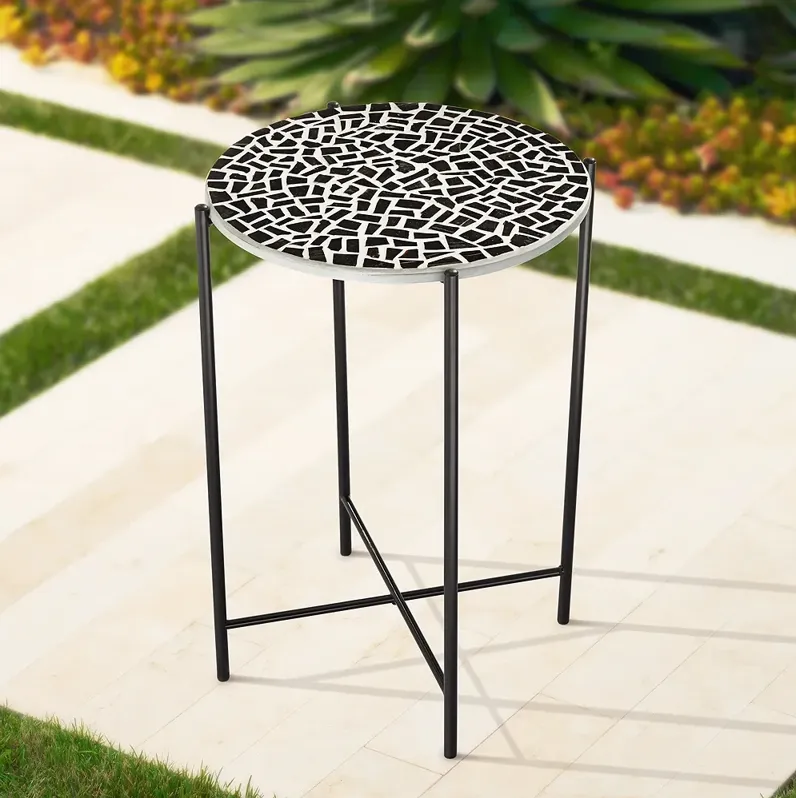 Mavos Mosaic Tile Top Round Side Table