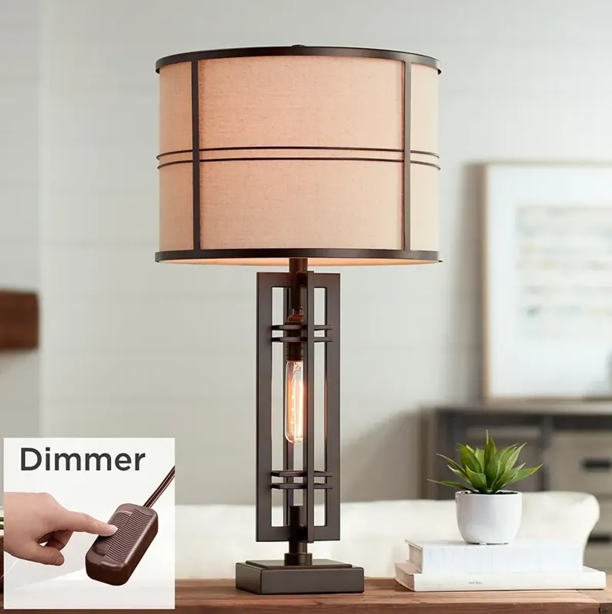 Elias Oil-Rubbed Bronze Night Light Lamp with Table Top Dimmer