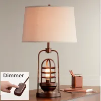Franklin Iron Works Hobie Bronze Night Light Table Lamp with Dimmer