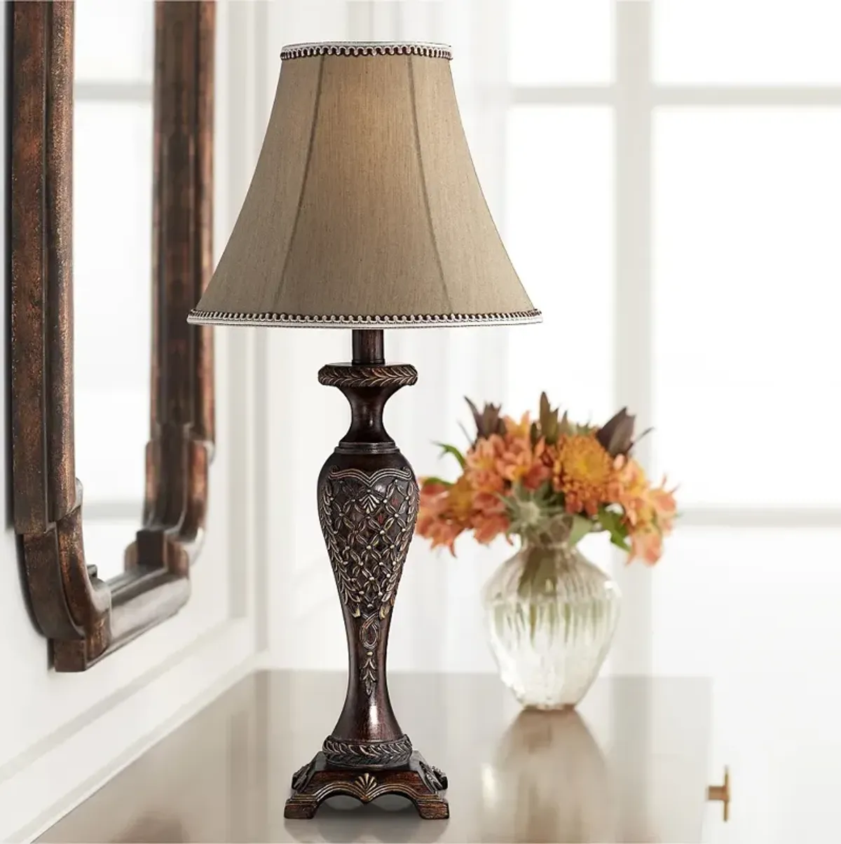 Regency Hill Hanna 23 1/2" Bronze Candlestick Table Lamp with Dimmer