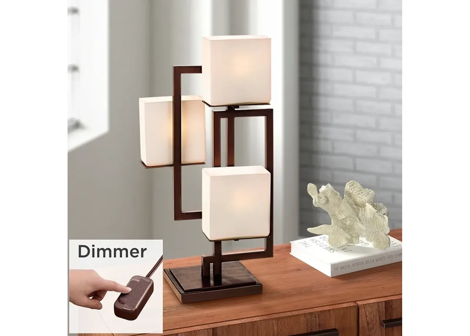 Possini Euro Lighting on the Square Bronze Accent Lamp with Dimmer