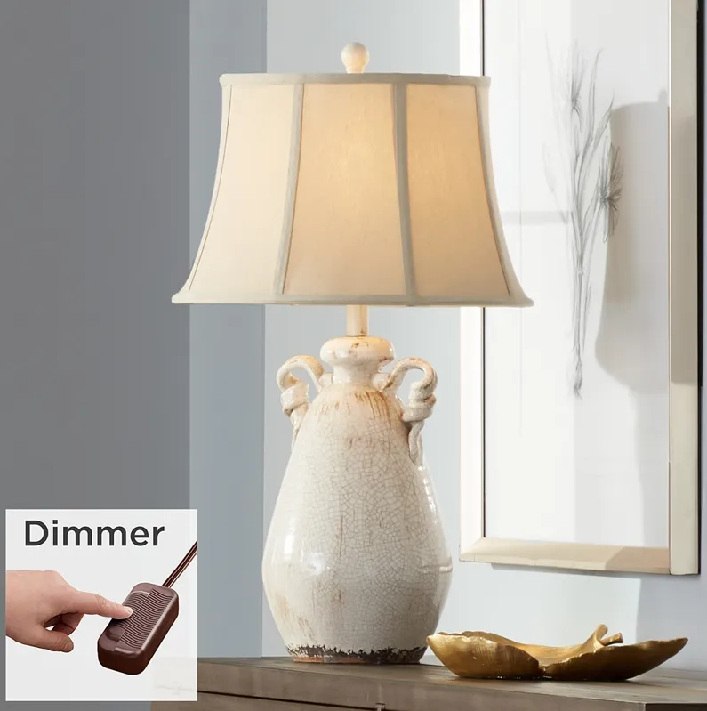 Regency Hill Isabella 28"  Ivory Ceramic Table Lamp with Dimmer