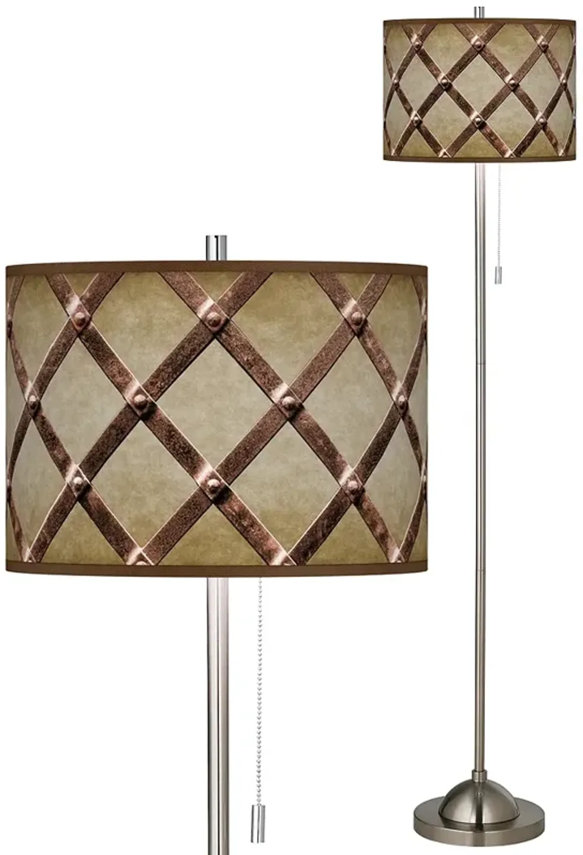 Metal Weave Brushed Nickel Pull Chain Floor Lamp