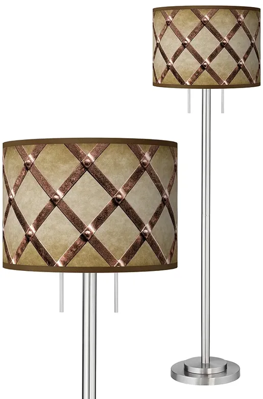 Metal Weave Giclee Brushed Nickel Garth Floor Lamp