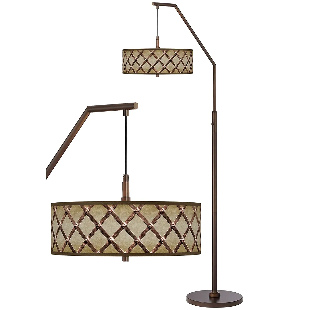 Metal Weave Bronze Downbridge Arc Floor Lamp